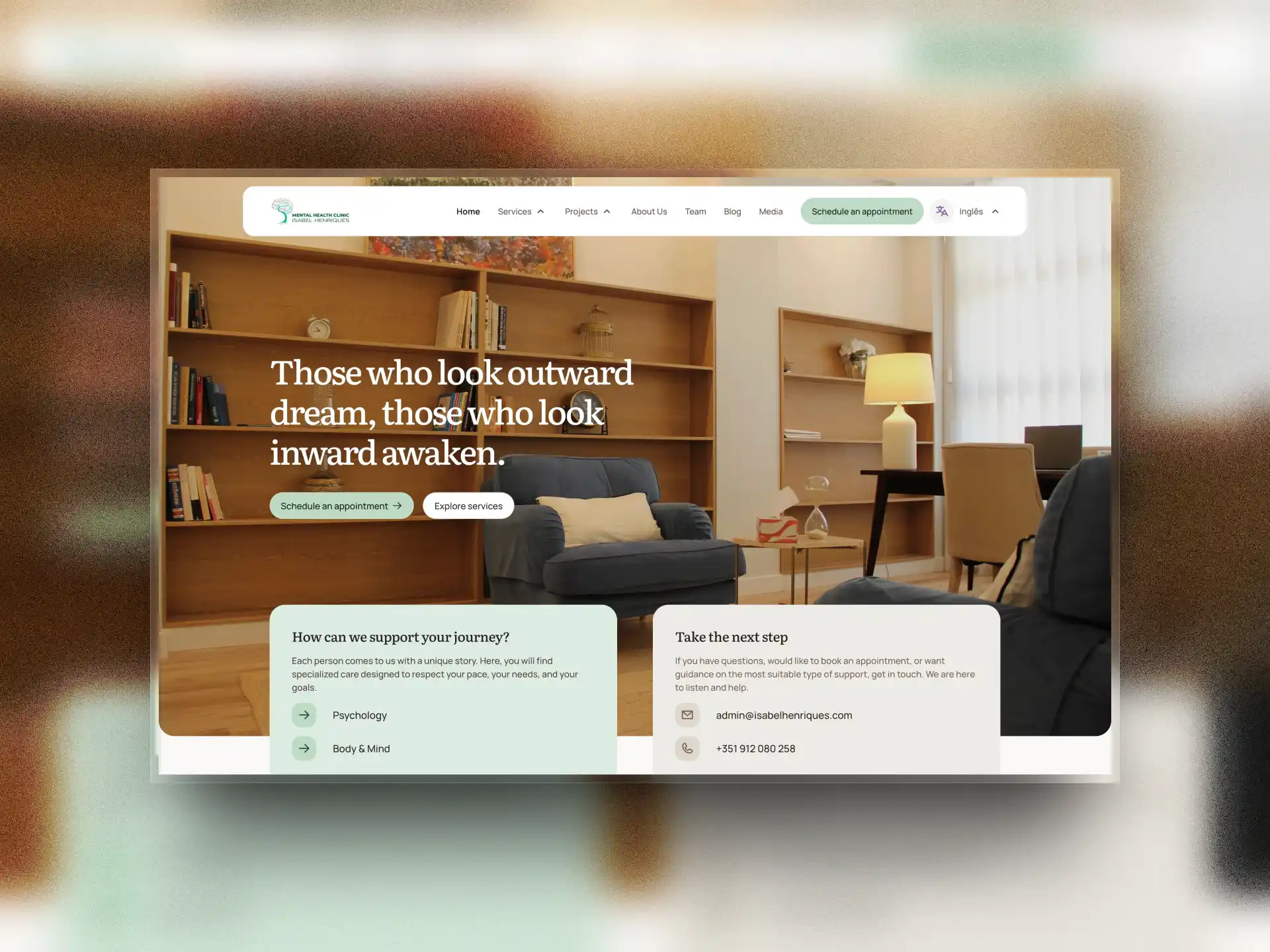 Captura del sitio web de Isabel Henriques PT